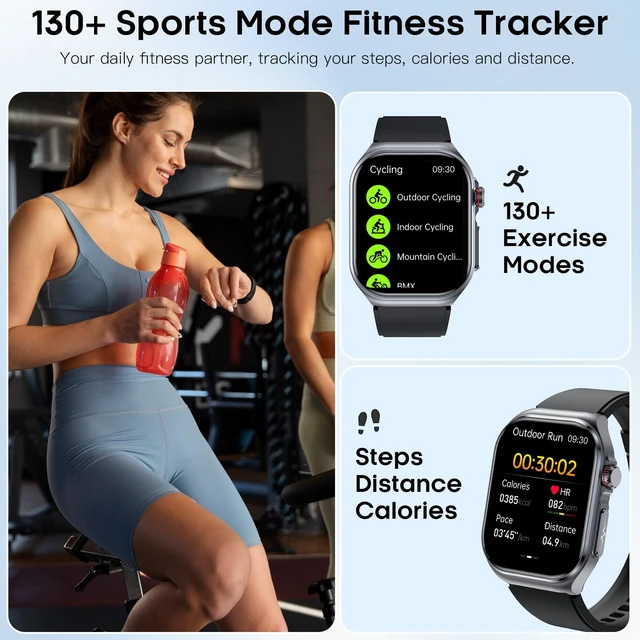 Alt view image 3 of 7 - Smart Watch for Women Men, Blood Pressure, Heart Rate, Blood Oxygen,Sleep & Stress Monitoring, Bluetooth Call,130+ Sports Modes, AI Voice Assistant, IP68 Waterproof Black