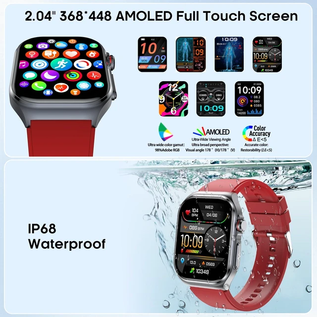 Alt view image 6 of 7 - Smart Watch for Women Men, Blood Pressure, Heart Rate, Blood Oxygen,Sleep & Stress Monitoring, Bluetooth Call,130+ Sports Modes, AI Voice Assistant, IP68 Waterproof (Red)