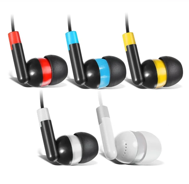 Alt view image 3 of 6 - Bulk Earbuds Headphones Wholesale Earphones KWA-19B Wired 100 Pack Disposable Ear Buds Bulk Multi Colored Headphones for School Classroom Students