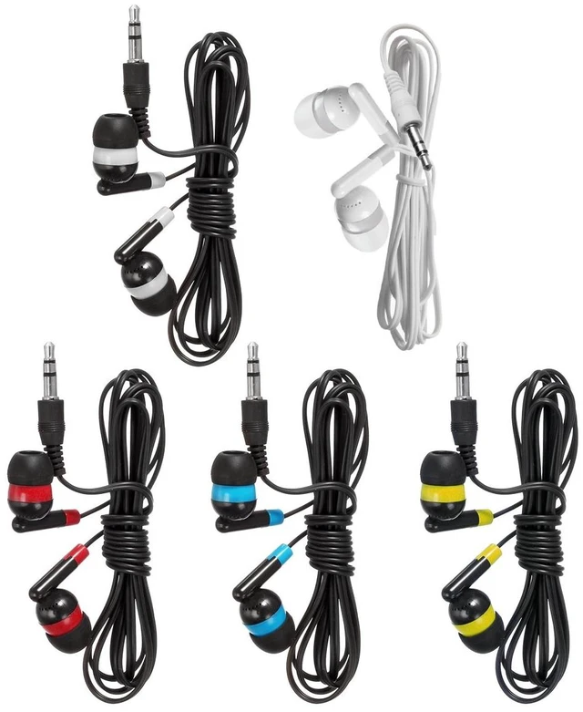 Alt view image 5 of 6 - Bulk Earbuds Headphones Wholesale Earphones KWA-19B Wired 100 Pack Disposable Ear Buds Bulk Multi Colored Headphones for School Classroom Students