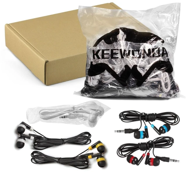 Alt view image 6 of 6 - Bulk Earbuds Headphones Wholesale Earphones KWA-19B Wired 100 Pack Disposable Ear Buds Bulk Multi Colored Headphones for School Classroom Students