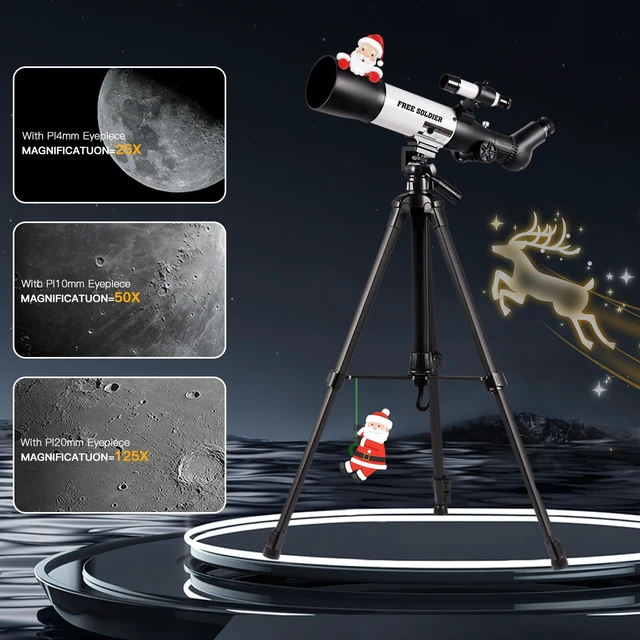 Alt view image 3 of 7 - Telescope 70mm Aperture 500mm Refractor Telescope for Adults High Powered - Professional Astronomical Refracting Telescope for Adults Beginners with Phone Adapter and Carry Bag White