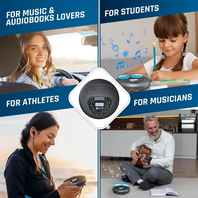 Alt view image 5 of 7 - Speaker - Bluetooth CD Player with Speakers - New Version - Discman - Rechargeable Battery - Portable CD Player with Headphones - SD Card - AUX - Ideal for Car, Home