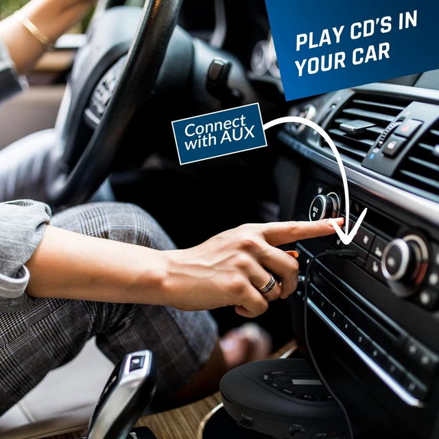 Alt view image 6 of 7 - Speaker - Bluetooth CD Player with Speakers - New Version - Discman - Rechargeable Battery - Portable CD Player with Headphones - SD Card - AUX - Ideal for Car, Home