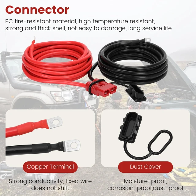 Alt view image 2 of 7 - 24FT Quick Disconnect Winch Power Cable, 4 Gauge 4 AWG Copper Wiring with Quick Connect Plugs, Heavy Duty Quick Disconnect Cables for a Wide Range of Winching Applications