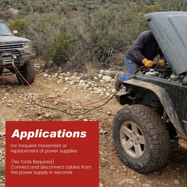 Alt view image 6 of 7 - 24FT Quick Disconnect Winch Power Cable, 4 Gauge 4 AWG Copper Wiring with Quick Connect Plugs, Heavy Duty Quick Disconnect Cables for a Wide Range of Winching Applications
