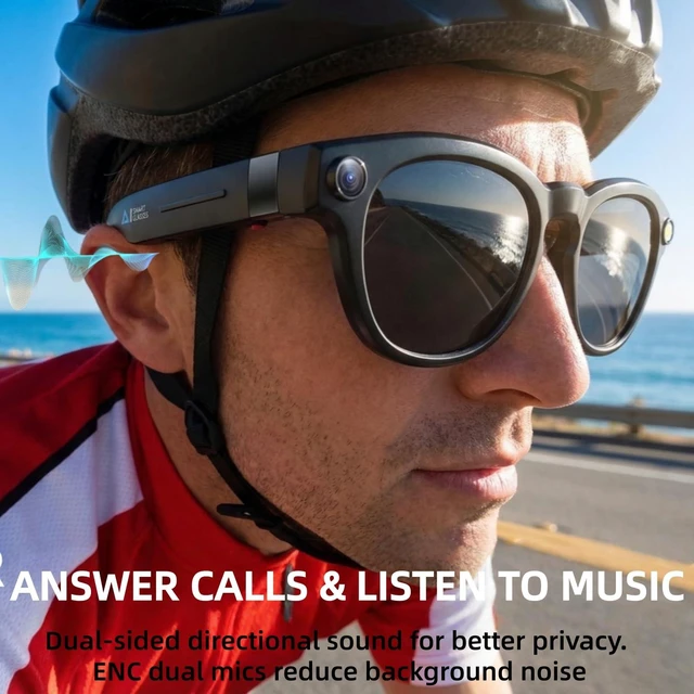 Alt view image 5 of 7 - AI Smart Glasses with 4K Camera Photo/Record for Travel, Sports & Daily Use, Photochromic Lenses Hands-Free Call Bluetooth Glasses, 8-Hours Battery