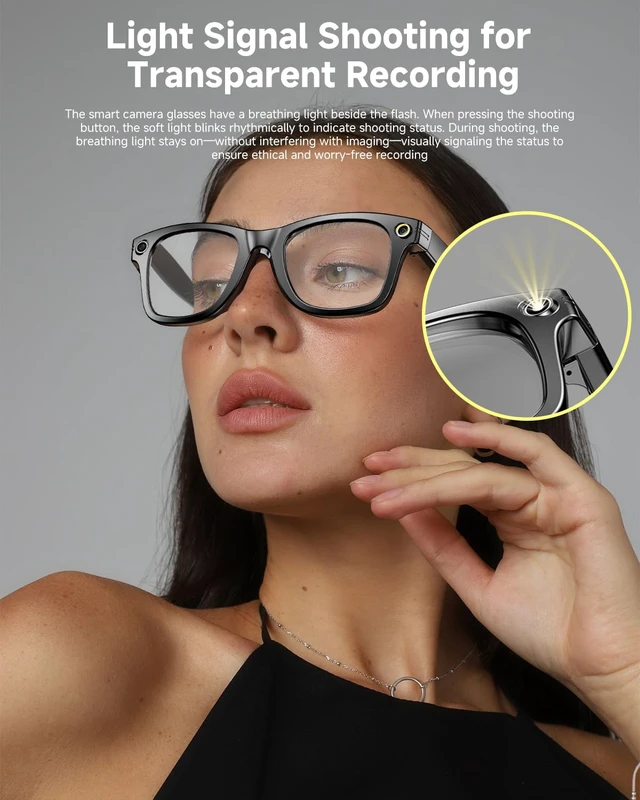 Alt view image 3 of 6 - Smart Glasses with Camera,Bluetooth,Video Recording,Voice Control, Chat GPT AI Smart Glasses for Men Women,Voice Control,Support Live Feed,160+ Language Translate, Chat GPT, WiFi, 290mAh Glasses