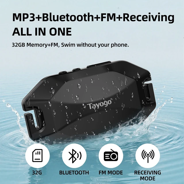 Alt view image 6 of 7 - Rock PRO W24 Swimming Headphones Bone Conduction Waterproof Headphones for Swimming, 4-in-1 MP3 Player 32GB, Bluetooth 5.4, FM Radio (Black)