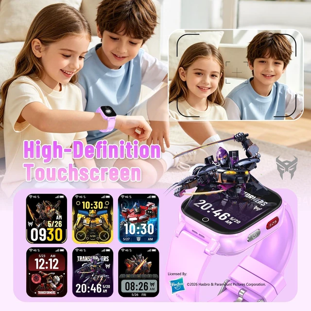 Alt view image 5 of 7 - 4G Kids Smart Watch Phone, GPS, Video Call, Waterproof- Purple Smartwatch for Boys Girls Ages 4-12, Class Mode, SOS, Camera, Alarm, Touch Screen, Gifts with Bonus Woven Strap & SIM Card