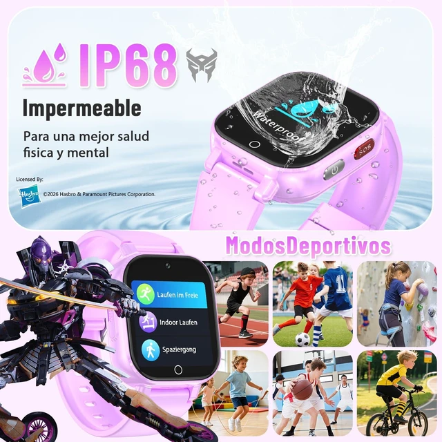 Alt view image 6 of 7 - 4G Kids Smart Watch Phone, GPS, Video Call, Waterproof- Purple Smartwatch for Boys Girls Ages 4-12, Class Mode, SOS, Camera, Alarm, Touch Screen, Gifts with Bonus Woven Strap & SIM Card