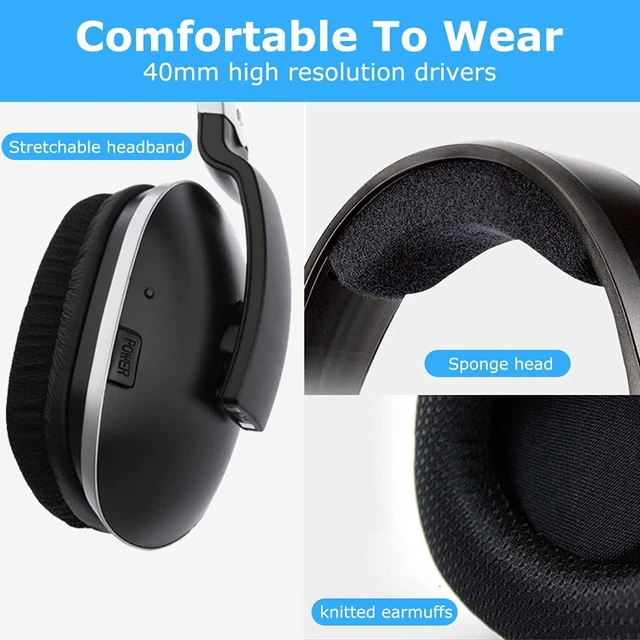 Alt view image 5 of 6 - Wireless Headphones for TV Watching, Over-Ear Headset for Television Listening with 2.4 GHz 3.5 mm RCA Digital Transmitter, No Audio Delay, 100 Work Rang, 20 Hrs Playtime, Plug n Play