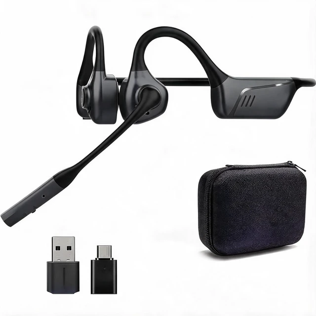 Main image of Open Ear Headphone with Mic and USB Dongle for PC Calls Open ear comfort, USB A/C dongle, Bluetooth 5.1, aptX low latency, ENC mic, 10H battery for meetings and call