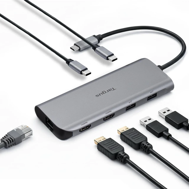 Main image of Dual Video Mobile Dock with 140W EPR Power Pass-Through, Dual HDMI 4K@60Hz, 2X USB-C & 2X USB-A 10Gbps, Gigabit Ethernet, EcoSmart Design DOCK427GL