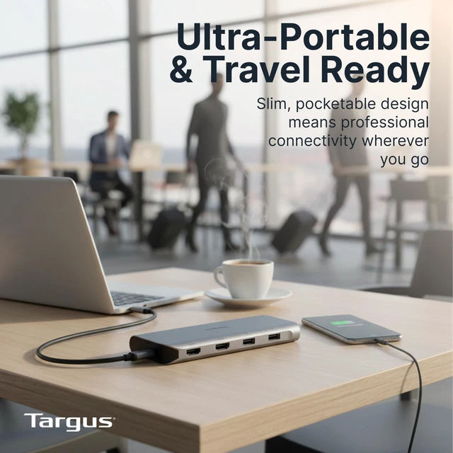 Alt view image 4 of 6 - Dual Video Mobile Dock with 140W EPR Power Pass-Through, Dual HDMI 4K@60Hz, 2X USB-C & 2X USB-A 10Gbps, Gigabit Ethernet, EcoSmart Design DOCK427GL