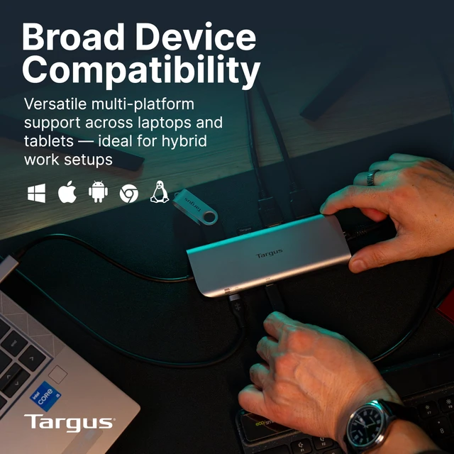 Alt view image 5 of 6 - Dual Video Mobile Dock with 140W EPR Power Pass-Through, Dual HDMI 4K@60Hz, 2X USB-C & 2X USB-A 10Gbps, Gigabit Ethernet, EcoSmart Design DOCK427GL