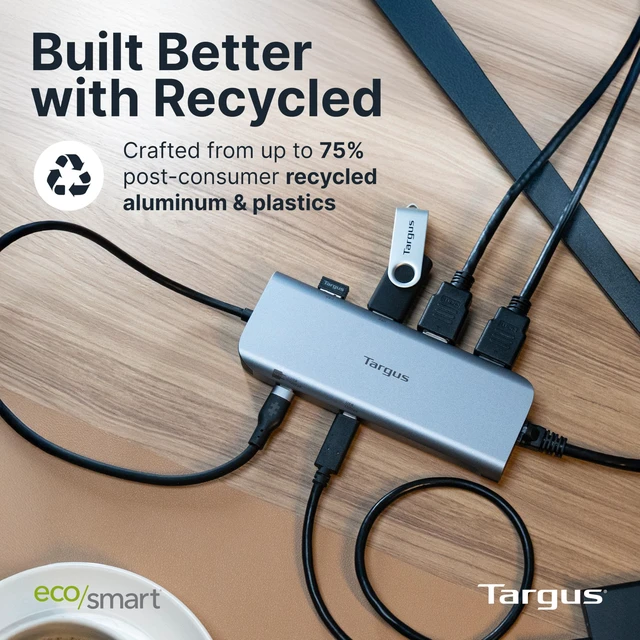 Alt view image 6 of 6 - Dual Video Mobile Dock with 140W EPR Power Pass-Through, Dual HDMI 4K@60Hz, 2X USB-C & 2X USB-A 10Gbps, Gigabit Ethernet, EcoSmart Design DOCK427GL