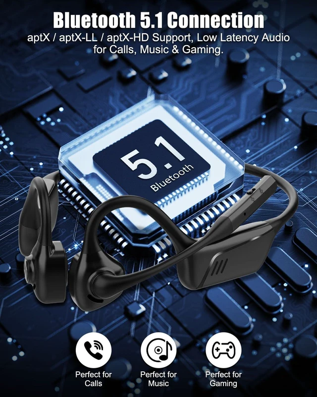 Alt view image 5 of 7 - Open Ear Headphone with Mic and USB Dongle for PC Calls Open ear comfort, USB A/C dongle, Bluetooth 5.1, aptX low latency, ENC mic, 10H battery for meetings and call