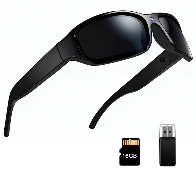 Main image of Smart Sunglasses Camera Outdoor Sports Action Camera Glasses Full HD 1080P Video Camera Glasses UV Protection Polarized Sunglasses mit 16GB Micro SD Card, Card Reader for Hiking, Cycling, Climbing