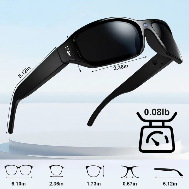 Alt view image 2 of 7 - Smart Sunglasses Camera Outdoor Sports Action Camera Glasses Full HD 1080P Video Camera Glasses UV Protection Polarized Sunglasses mit 16GB Micro SD Card, Card Reader for Hiking, Cycling, Climbing