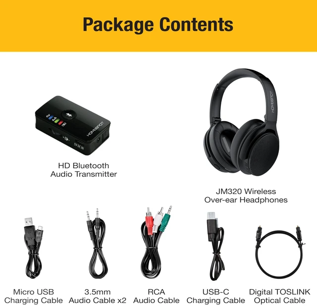 Alt view image 7 of 7 - Wireless Over-Ear Headphones Transmitter Set for TV Movie Bluetooth 5.3 aptX LL No Delay 50 Hours Immersive Sound Enhanced Volume and Clarity (Digital Optical TOSLINK RCA AUX)