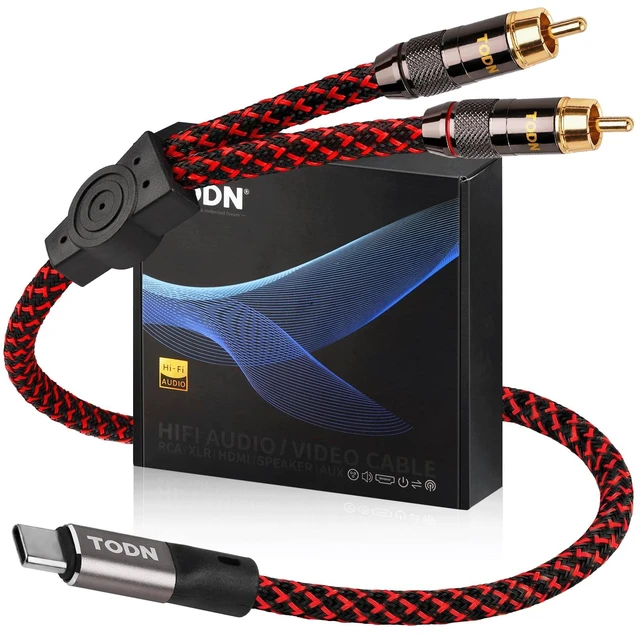 Main image of USB C to RCA Audio Cable 3ft HiFi 4-Core OFC Shielded for Amplifier Hi-Res DAC Chip Type C to 2RCA Male to Male Y Splitter Cable with 24k Gold-Plated for Phone/Speaker/Car Stereo/Home Theater