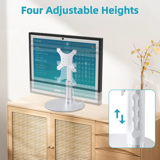Alt view image 2 of 7 - Aluminum Stand for Echo Show 15 & Show 21, Lift 21cm, Tilt 18~80° Metal, Adjust Height, Tiltable Table Stand for Alexa Show 15 & 21, Stable Desktop Stand for Kitchen Use, Easy Assembly
