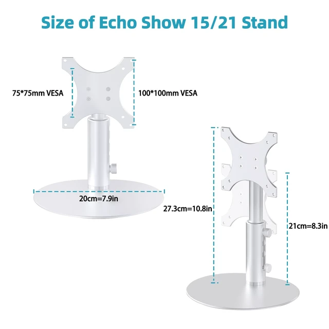 Alt view image 6 of 7 - Aluminum Stand for Echo Show 15 & Show 21, Lift 21cm, Tilt 18~80° Metal, Adjust Height, Tiltable Table Stand for Alexa Show 15 & 21, Stable Desktop Stand for Kitchen Use, Easy Assembly