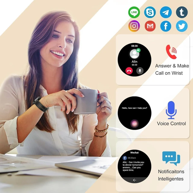 Alt view image 3 of 7 - Smart Watch for Men Women(Answer/Make Call),40mm AMOLED Touchscreen IP68 Waterproof, 100+ Sports Modes, Pedometer, Heart Rate Monitor, Sleep Tracker Activity Tracker, Android, iOS