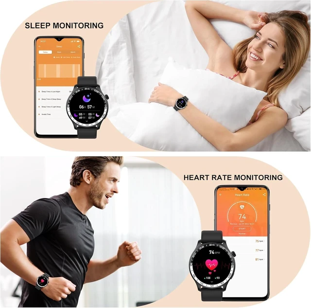 Alt view image 4 of 7 - Smart Watch for Men Women(Answer/Make Call),40mm AMOLED Touchscreen IP68 Waterproof, 100+ Sports Modes, Pedometer, Heart Rate Monitor, Sleep Tracker Activity Tracker, Android, iOS