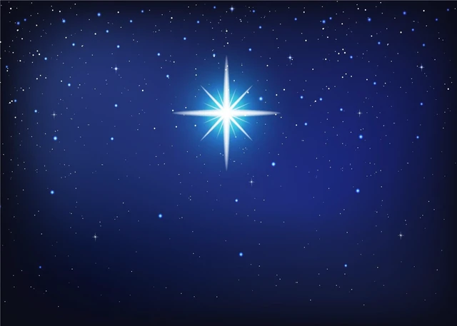 Alt view image 5 of 7 - 15x10ft Fabric Star Night Backdrop Holy Christmas Star Blue Starry Sky Background Christmas Nativity Scene Star of Bethlehem Jesus Birth Background Religious Christian Church Decor Photo Props