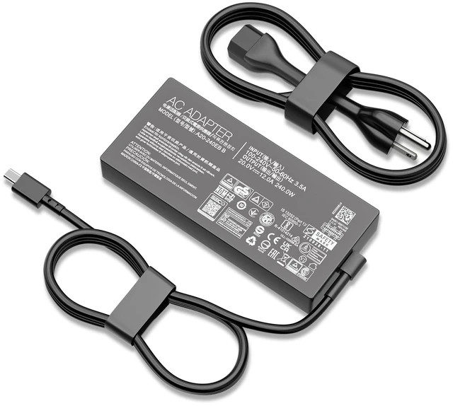 Main image of 240W Laptop Charger for ASUS ROG Zephyrus G16,TUF A16, Flow Z13,ProArt PX13 20V 12A Gaming Adapter for ADP-240EB B A20-240P1A, Rectangle Connector ROG Flow Z13, ProArt P16, Stable Power, Fast Charging