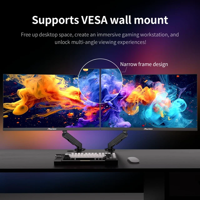 Alt view image 7 of 7 - 23.8" FHD 180Hz Gaming Monitor Fast-IPS Panel FreeSync & G-Sync 1920x1080 Computer Monitor,1000:1 contrast ratio, 1ms, 100% sRGB, Low Blue Light, HDMI & DP & USB Ports, VESA 5X75mm