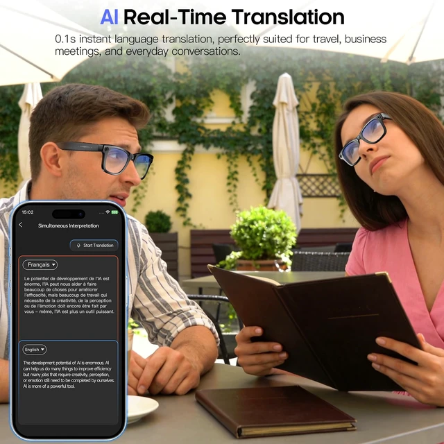 Alt view image 4 of 7 - AI Smart Camera Glasses 8MP Camera for Women Men, 4K Photos & 1080P Video Recording,Anti-Shake, 12H Music/Bluetooth Calls, Real-time Translation/GPT Object Recognition (Anti-Blue Light)