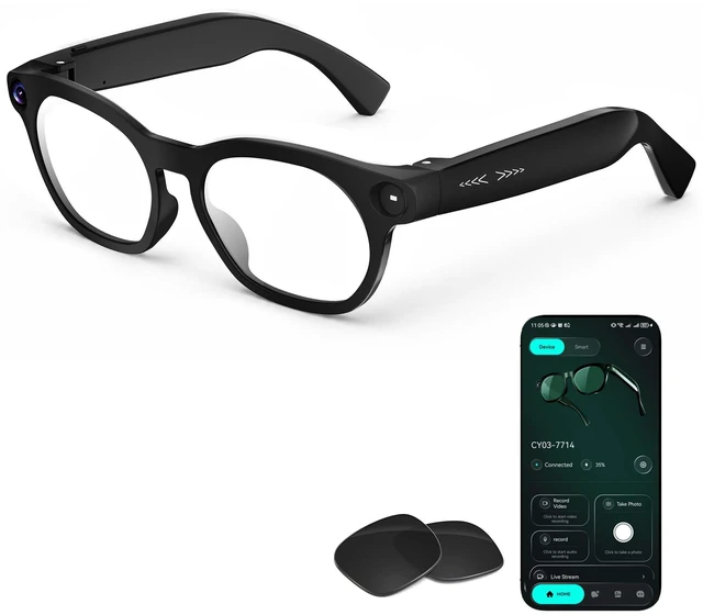 Main image of AI Smart Glasses with Camera, Bluetooth Glasses for Women Men 1080P Video & Photo Capture, Real Time Translation, Voice Assistant, Open-Ear Music, Bluetooth Calls, Travel, Work, Vlog