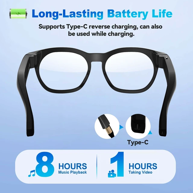 Alt view image 6 of 7 - AI Smart Glasses with Camera, Bluetooth Glasses for Women Men 1080P Video & Photo Capture, Real Time Translation, Voice Assistant, Open-Ear Music, Bluetooth Calls, Travel, Work, Vlog