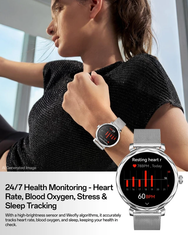 Alt view image 3 of 7 - Lulu 2 - Smart Watch for Women, 1.32" AMOLED Display, AI Assistant, Heart Rate, Sleep Monitor, 178 Sports Modes Fitness Tracker, 1ATM Water Resistance, Smartwatch for iOS & AndroidSilver