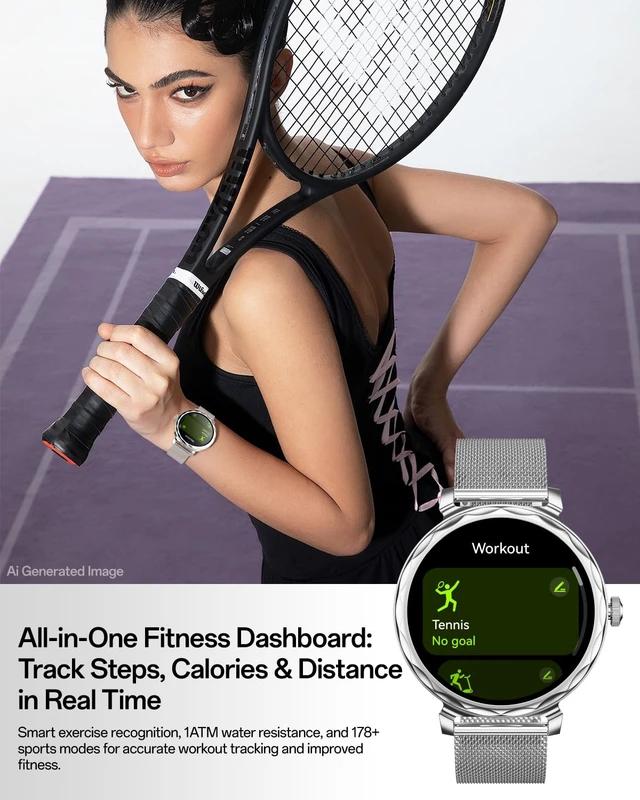 Alt view image 4 of 7 - Lulu 2 - Smart Watch for Women, 1.32" AMOLED Display, AI Assistant, Heart Rate, Sleep Monitor, 178 Sports Modes Fitness Tracker, 1ATM Water Resistance, Smartwatch for iOS & AndroidSilver