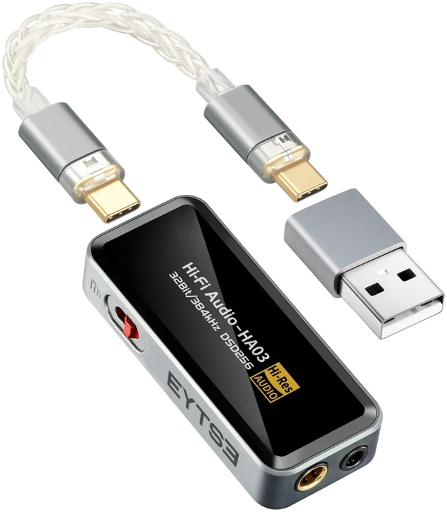 Main image of Portable Headphone Amplifier, USB C MINI DAC Amp Dongle 3.5mm & 4.4mm Balanced Outputs, HiFi 32Bit/384kHz DSD256 Dual CS43131 Audio Decoder Audio Adapter for Phones/PC/Laptops/Tablets, Silver