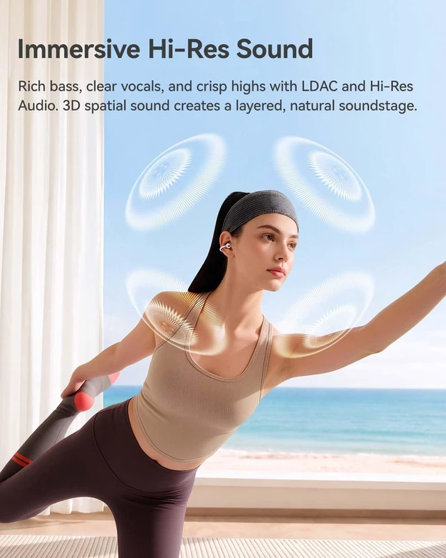 Alt view image 5 of 7 - S20 Ultra Open Ear Clip-On Earbuds, Hi-Res LDAC Audio, SDT 2.0 Focused Sound, BalanceAIR+ 3.0, 4-Mic AI Clear Calls, 40H Playtime,Bluetooth 6.0; Sports/Running Gym Workouts/Travel/Walk/Glasses