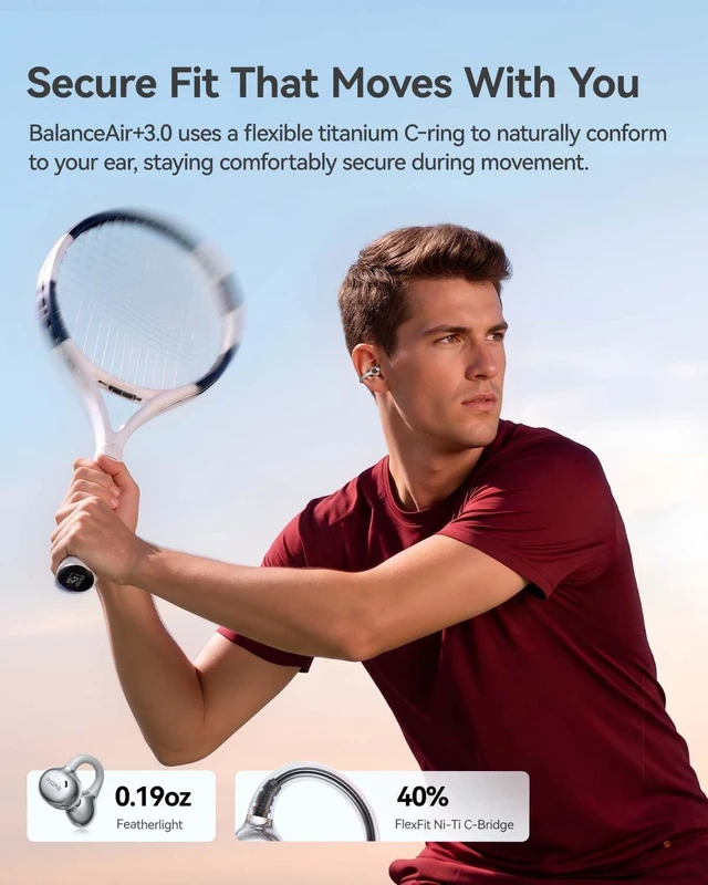 Alt view image 2 of 7 - S20 Ultra Open Ear Clip-On Earbuds, Hi-Res LDAC Audio, SDT 2.0 Focused Sound, BalanceAIR+ 3.0, 4-Mic AI Clear Calls, 40H Playtime,Bluetooth 6.0; Sports/Running Gym Workouts/Travel/Walk/Glasses