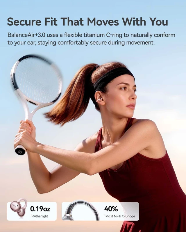 Alt view image 2 of 7 - S20 Ultra Open Ear Clip-On Earbuds, Hi-Res LDAC Audio, SDT 2.0 Focused Sound, BalanceAIR+ 3.0, 4-Mic AI Clear Calls, 40H Playtime,Bluetooth 6.0; Sports/Running Gym Workouts/Travel/Walk/Glasses