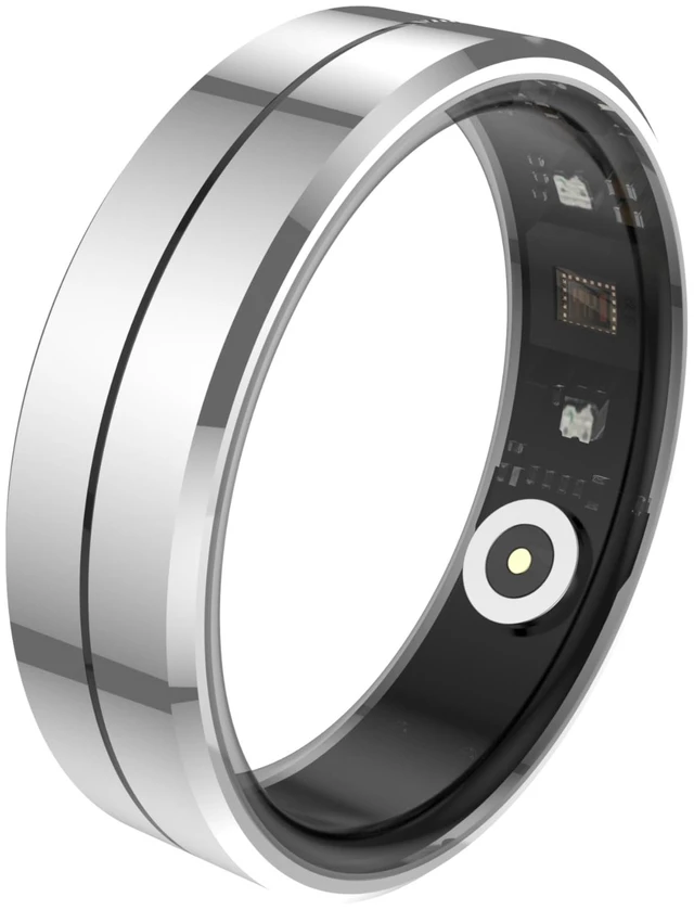 Main image of Smart Ring Fitness Tracker for Women Men, 24/7 Health Monitor(Heart Rate/SpO2/HRV/Women Cycle/Sleep) IP68 Waterproof, 4-6 Days Battery, No APP Subscription Fee (iOS/Android) (Silver, Size 12)