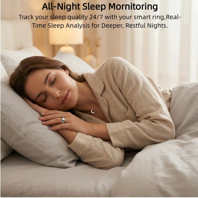 Alt view image 5 of 7 - Smart Ring Fitness Tracker for Women Men, 24/7 Health Monitor(Heart Rate/SpO2/HRV/Women Cycle/Sleep) IP68 Waterproof, 4-6 Days Battery, No APP Subscription Fee (iOS/Android) (Silver, Size 12)