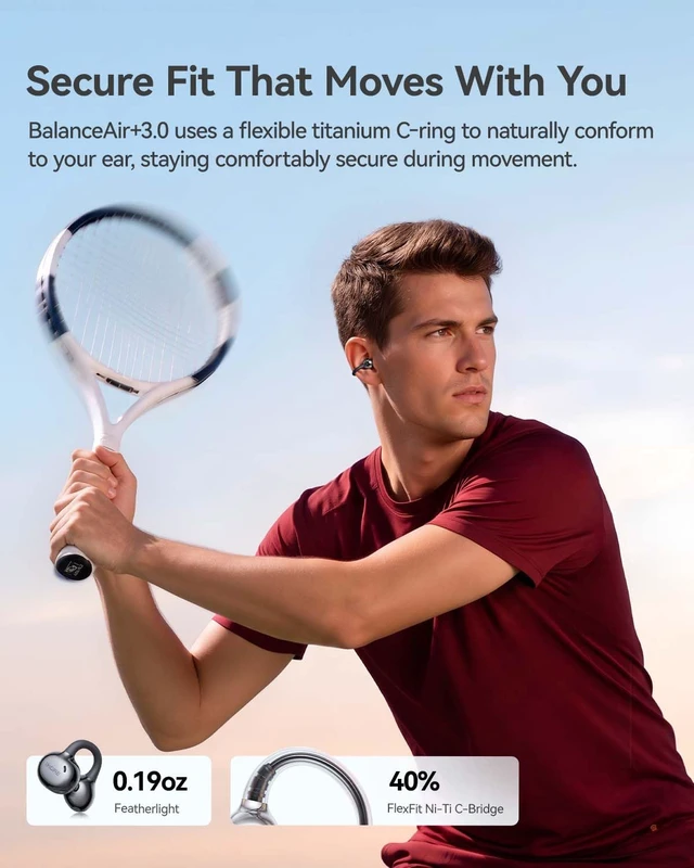 Alt view image 2 of 7 - S20 Ultra Open Ear Clip-On Earbuds, Hi-Res LDAC Audio, SDT 2.0 Focused Sound, BalanceAIR+ 3.0, 4-Mic AI Clear Calls, 40H Playtime,Bluetooth 6.0; Sports/Running Gym Workouts/Travel/Walk/Glasses