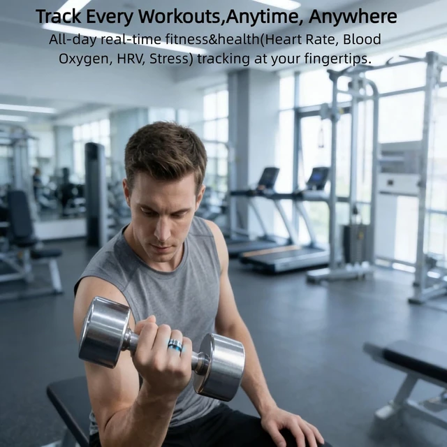 Alt view image 4 of 7 - Smart Ring Fitness Tracker for Women Men, 24/7 Health Monitor(Heart Rate/SpO2/HRV/Women Cycle/Sleep) IP68 Waterproof, 4-6 Days Battery, No APP Subscription Fee (iOS/Android) (Silver, Size 12)