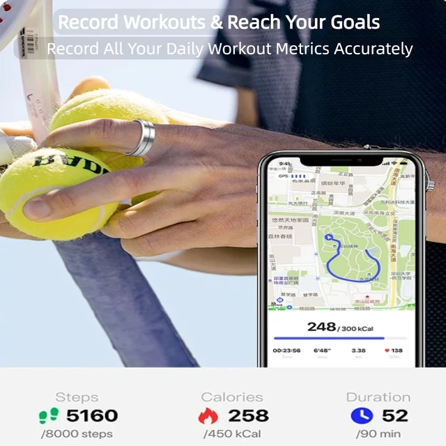 Alt view image 7 of 7 - Smart Ring Fitness Tracker for Women Men, 24/7 Health Monitor(Heart Rate/SpO2/HRV/Women Cycle/Sleep) IP68 Waterproof, 4-6 Days Battery, No APP Subscription Fee (iOS/Android) (Silver, Size 12)