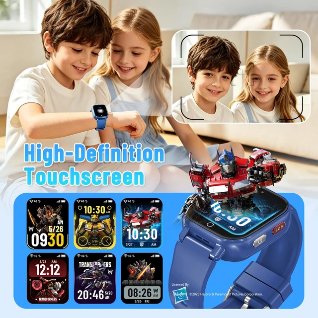 Alt view image 5 of 7 - 4G Kids Smart Watch Phone, GPS, Video Call, Waterproof - Blue Smartwatch for Boys Girls Ages 4-12, Class Mode, SOS, Camera, Alarm, Touch Screen, Gifts with Bonus Woven Strap & SIM Card