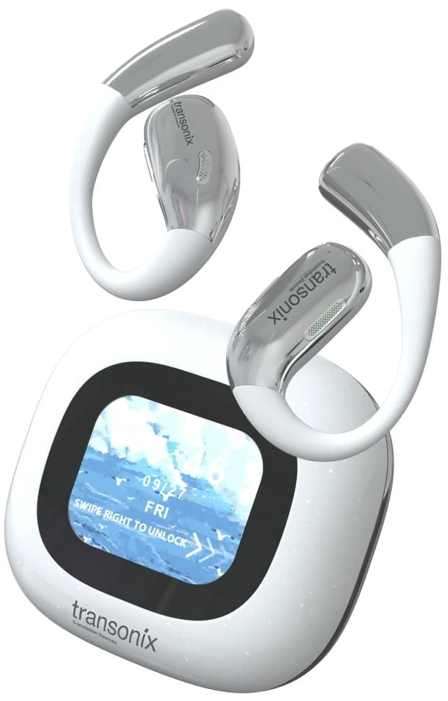 Main image of TravelerAI+ Smart Translator Earbuds with LCD Display Case, Open-Ear Bluetooth 5.4, Real-Time AI Translation in 159+ Languages, White