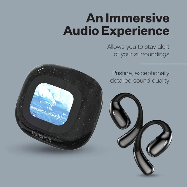 Alt view image 7 of 7 - TravelerAI+ Smart Translator Earbuds with LCD Display Case, Open-Ear Bluetooth 5.4, Real-Time AI Translation in 159+ Languages, Black